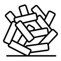 Kapla wooden planks creating an unstable structure vector