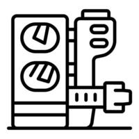 Electric control panel with two round gauges and buttons, connected to a device with a connector vector