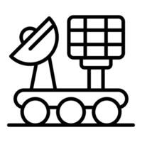 Mars rover exploring the surface of mars with solar panel and satellite dish vector