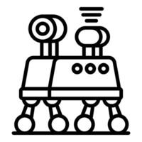 Mars rover exploring martian surface transmitting data back to earth vector