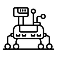 Mars rover exploring martian surface transmitting data signal icon vector