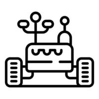 Autonomous lunar rover exploring moon surface collecting data transmitting information vector