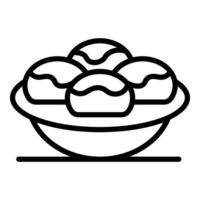 Takoyaki balls resting in a bowl, representing japanese street food vector