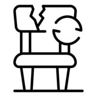 Broken chair back with hole symbolizing damage and repair needs vector