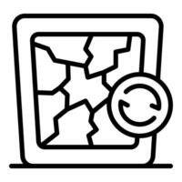 Broken smartphone screen showing reload icon, repair or update concept vector