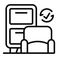 Approved furniture, comfortable armchair passing quality control check vector