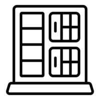 Modern building facade with large windows and shelving units vector