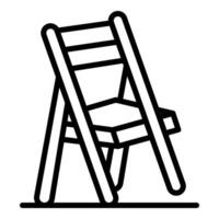 Folding chair icon, outline style, wooden folding chair standing on the floor vector