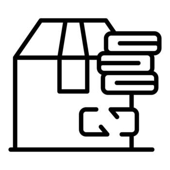 Cardboard box with database and return sign representing e commerce return process vector