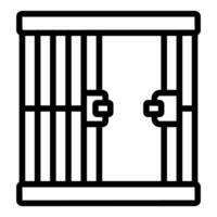 Closed jail cell door with metal bars, depicting imprisonment and confinement vector