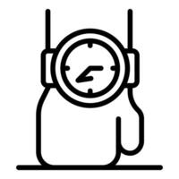 Wristwatch is showing time on boxer glove, time management in boxing training vector