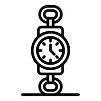 Hanging clock showing time passing measuring instrument icon vector