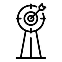 Arrow hitting target on stand, achieving business goals with precision and accuracy vector