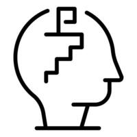 Stairway to knowledge, human head with stairs leading to open door symbolizing learning and growth vector