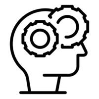 Gears rotating inside human head symbolizing thinking process vector