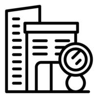 Magnifying glass inspecting a building for appraisal or energy audit vector
