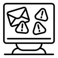Computer screen showing warning notifications with email message icon vector