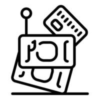 Pos terminal processing credit card payment, modern cashless transaction icon vector