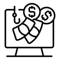 Phishing stealing money from computer with dollar sign as bait vector