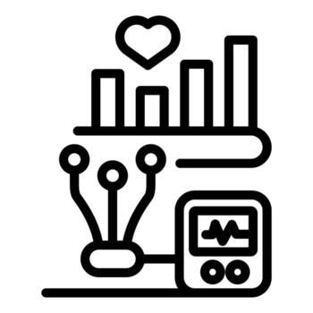 Heart rate monitoring system showing increasing statistics with heart symbol vector