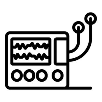 Electrocardiogram machine measuring heart activity with sensors displaying pulse rate vector