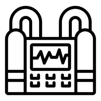 Defibrillator device showing heartbeat line on screen displaying healthcare monitoring vector