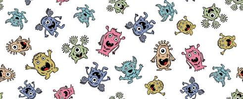 Monster pattern, hand drawn vector