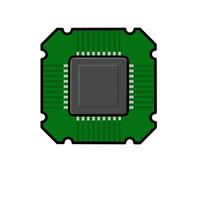 Green Computer Chip Processor Icon vector