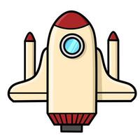 Cartoon Space Rocket Shuttle Ready for Interstellar Mission Launch vector