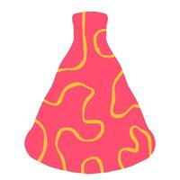 Hand drawn pink vase with yellow lines. Doodle clay pottery illustration. Isolated illustration for home decor and design vector