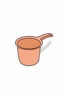 Orange colored bath ladle. Bath object Coloring page vector