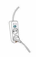 White 2-hole white socket with cable Connected vector