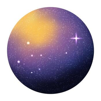 Textured space planet with purple and yellow color for cosmic design projects vector