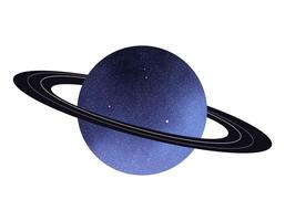 Textured space planet with blue color and rings for cosmic design projects vector