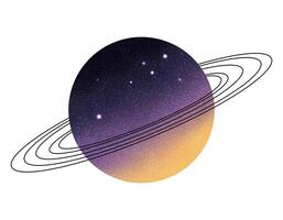 Textured space planet with purple and yellow color and rings for cosmic design projects vector