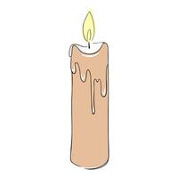 Hand drawn candle in pastel colors with black outline. Sketch style element for interior design vector