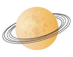 Textured space planet with yellow color and rings for cosmic design projects vector