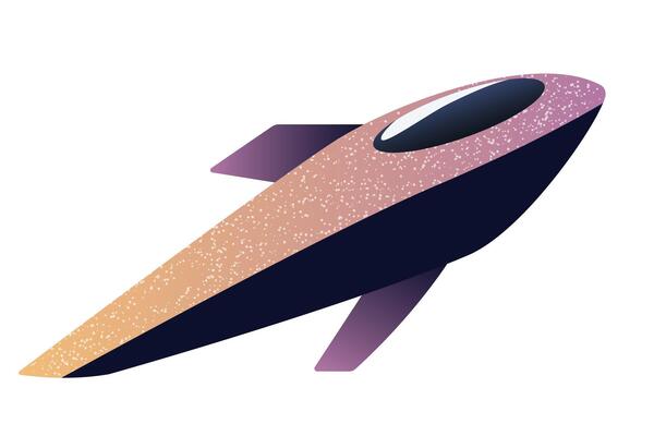 Stylized rocket with cosmic decorative details for space themed design and illustrations
