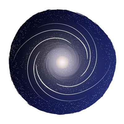 Illustration of spiral galaxy with abstract swirl texture and cosmic shape