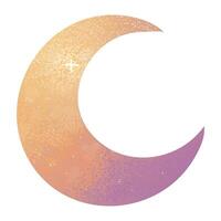 Pastel moon in pink and yellow with decorative texture for boho and cosmic design projects vector