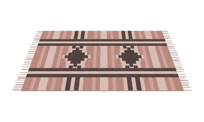 Decorative rug with pattern. Flat style interior element. Soft pastel colors. Perfect for cozy modern home.