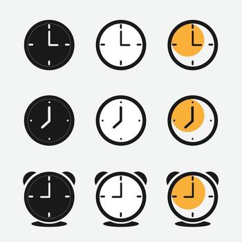 editable tiempo, término análogo reloj icono colocar. negro, línea estilo, transparente blanco antecedentes. parte de un grande icono conjunto familia. Perfecto para web y aplicación interfaces, presentaciones, infografia vector