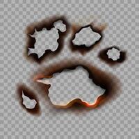 Burned paper spots composition collection vector