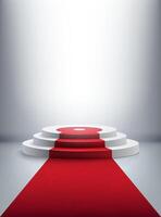Red carpet leading to a podium vector