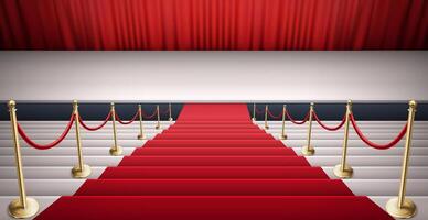 Red carpet leading to stage vector
