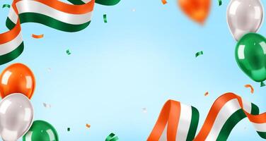 India Independence Day Celebration with Flags and Balloons Background vector