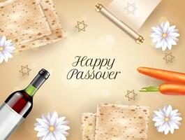Happy Passover Beige Background with Elements vector