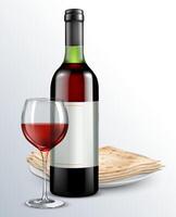 Realistic Passover Composition with wine bottle vector