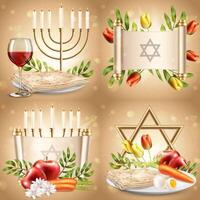 Realistic Passover Illustration with Food Collection vector