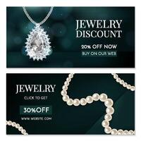 Jewelry Realistic Sales banners horizontal vector